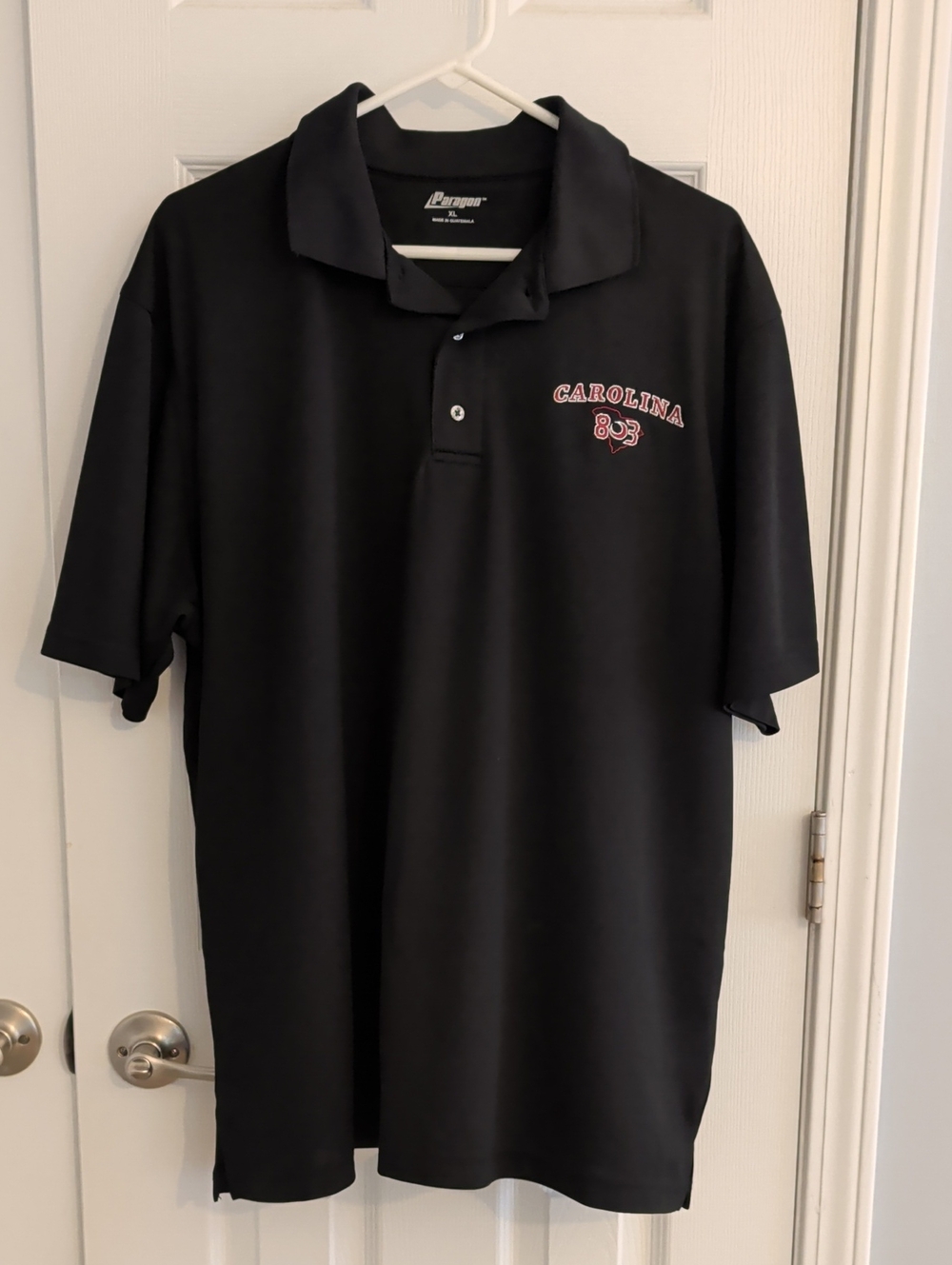 PARAGON Black Polo With Garnet Carolina Embroidery